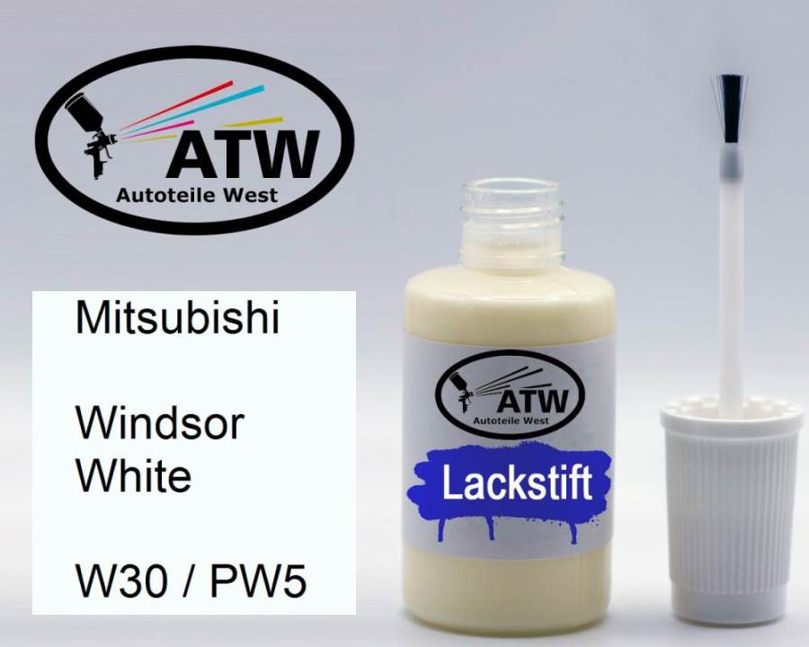 Mitsubishi, Windsor White, W30 / PW5: 20ml Lackstift, von ATW Autoteile West.